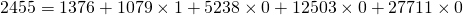 \[ 2455=1376+1079\times1+5238\times0+12503\times0+27711\times0 \]