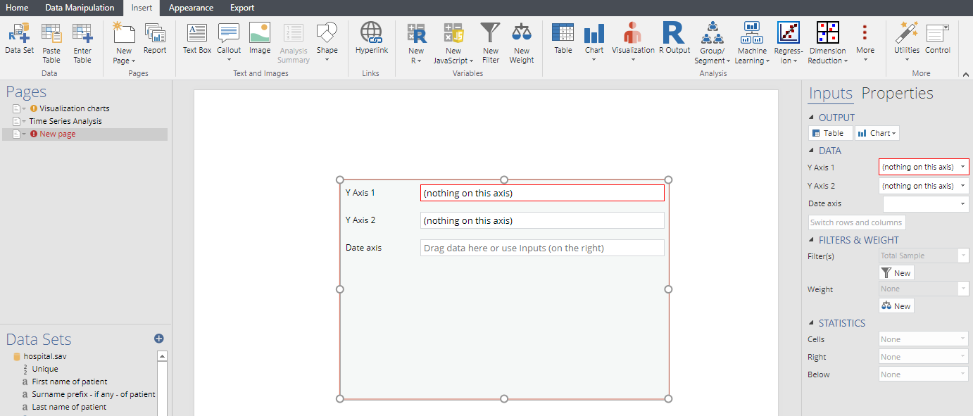 Time series chart dialog box