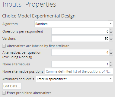 Choice model algorithm random