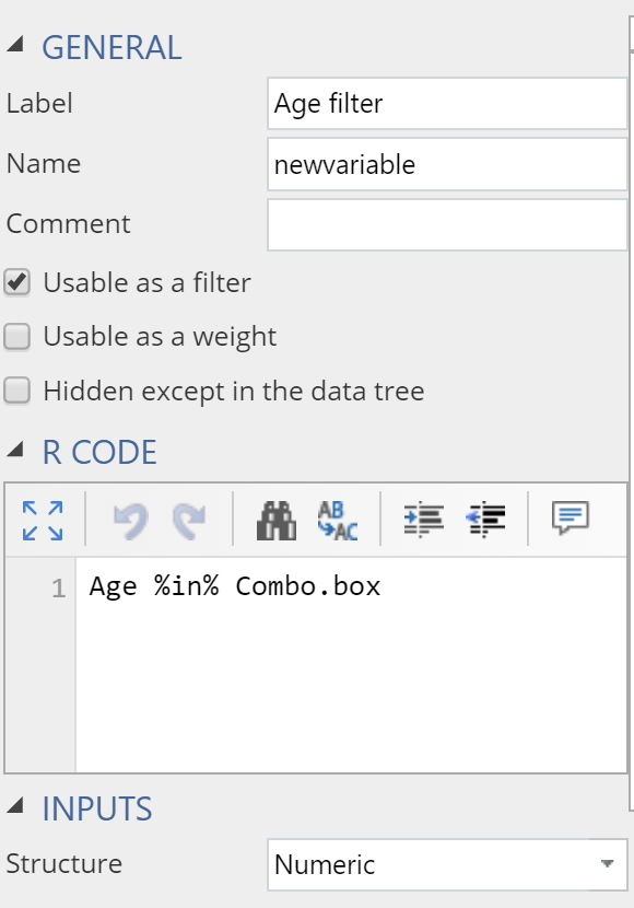 create a numeric variable based on a combo box