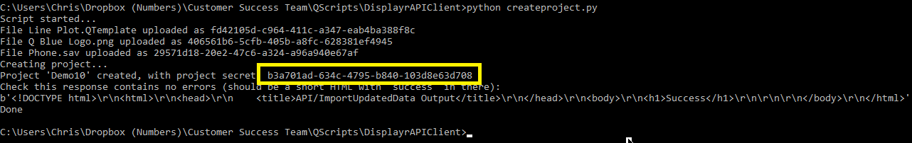 Displayr API Project Secret