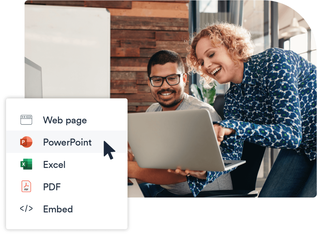 Easily publish, embed, or export your bar graph to PowerPoint