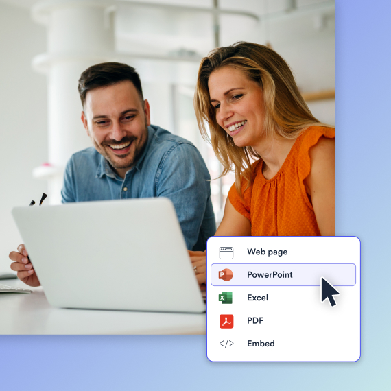 Illustrator showing easy publish, embed, or export to PowerPoint options